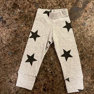 Nununu Baby Star Leggings Gray & Black Sz 0-6 Months